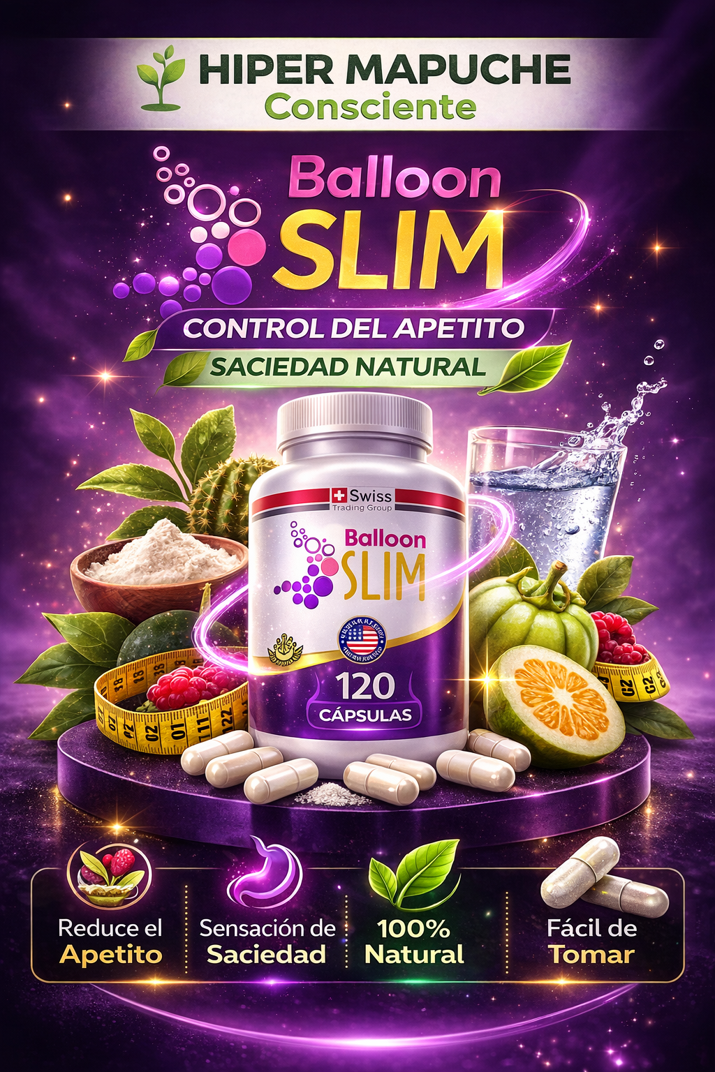 Balloon Slim 120 Cápsulas – Controla tu apetito y reduce porciones de forma natural.