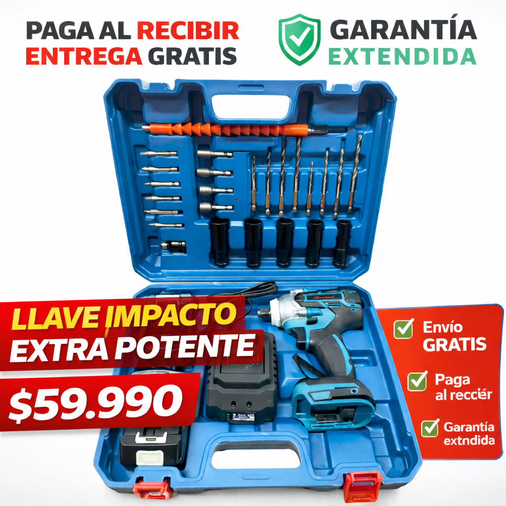 Impactrum™ Llave Taladro de Impacto Inalámbrico doble batería + Accesorios