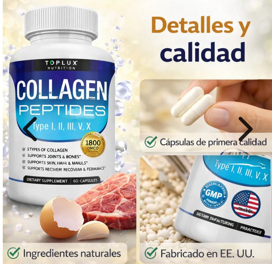 Collagen Peptides 5 Tipos | Apoyo Integral para tu Bienestar Diario ⭐⭐⭐⭐⭐73 reseñas